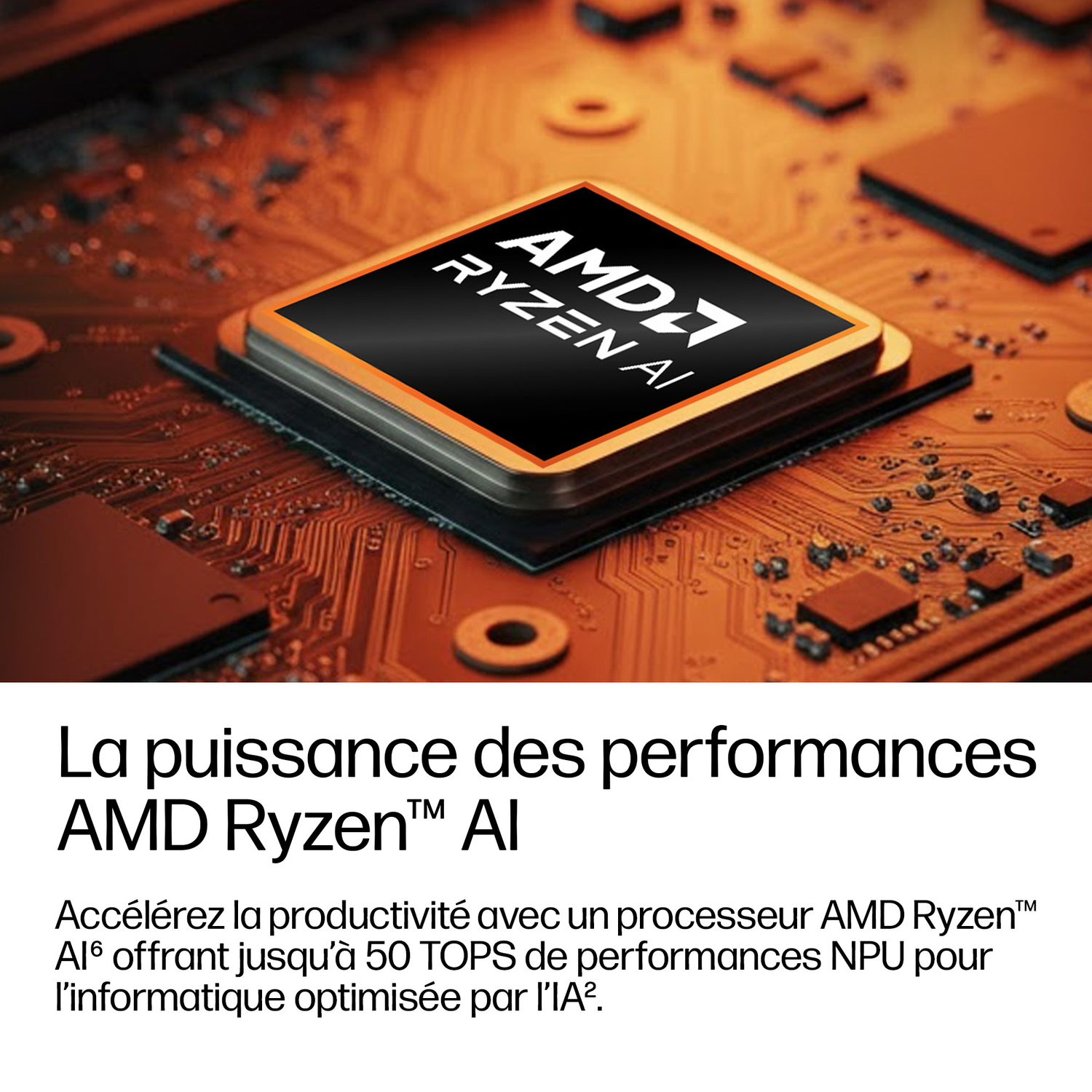Processeur AMD Ryzen IA sur une carte de circuit.