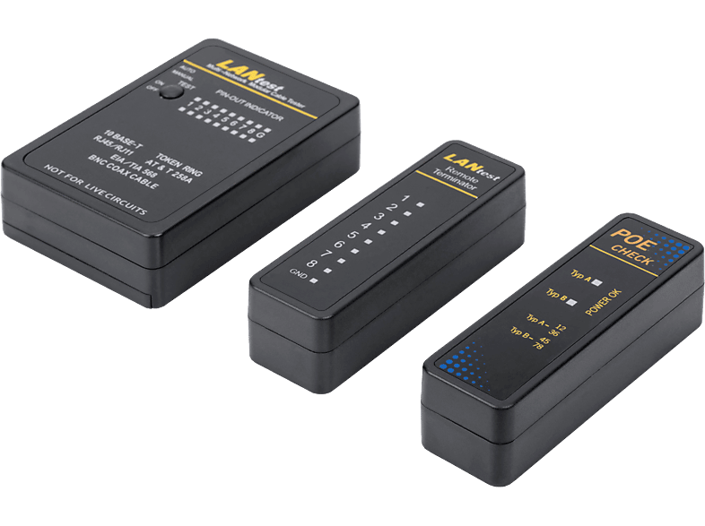 DIGITUS Netzwerk- und Kommunikationskabel Tester, RJ45 und BNC, Schwarz; Kabeltester----Kabeltester