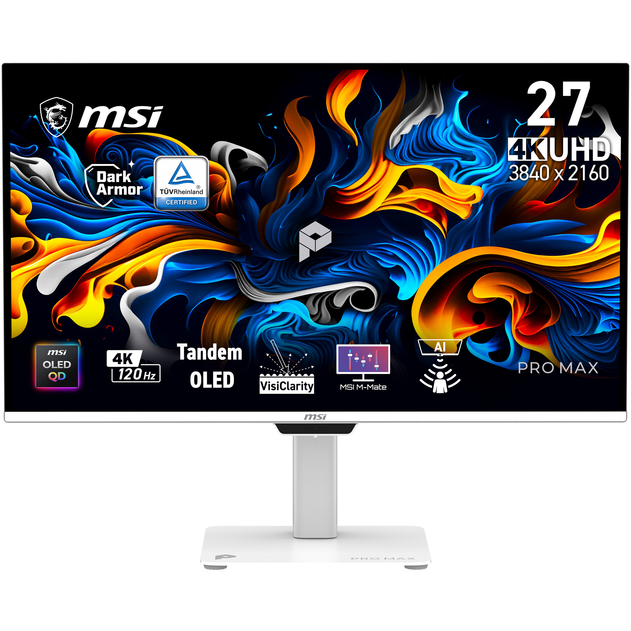 MSI Pro Max 271upxw12g - 26.5 Inch Ultra Hd 4k 3840 X 2160 Pixels Oled (organic Light-emitting Diode)