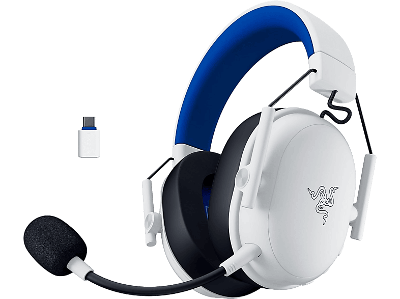 Razer BlackShark V3 X HyperSpeed, 70 h de autonomía con conexion 2.4GHz en PC, Para PlayStation, Blanco y azul