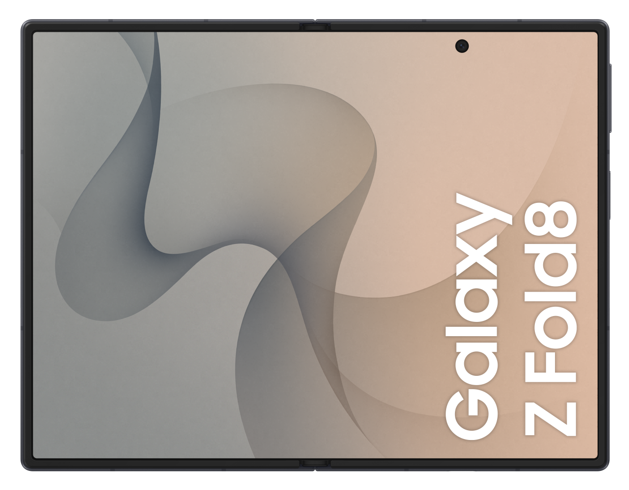 Otwarty Galaxy Z Fold 8 z falistym wzorem na ekranie.
