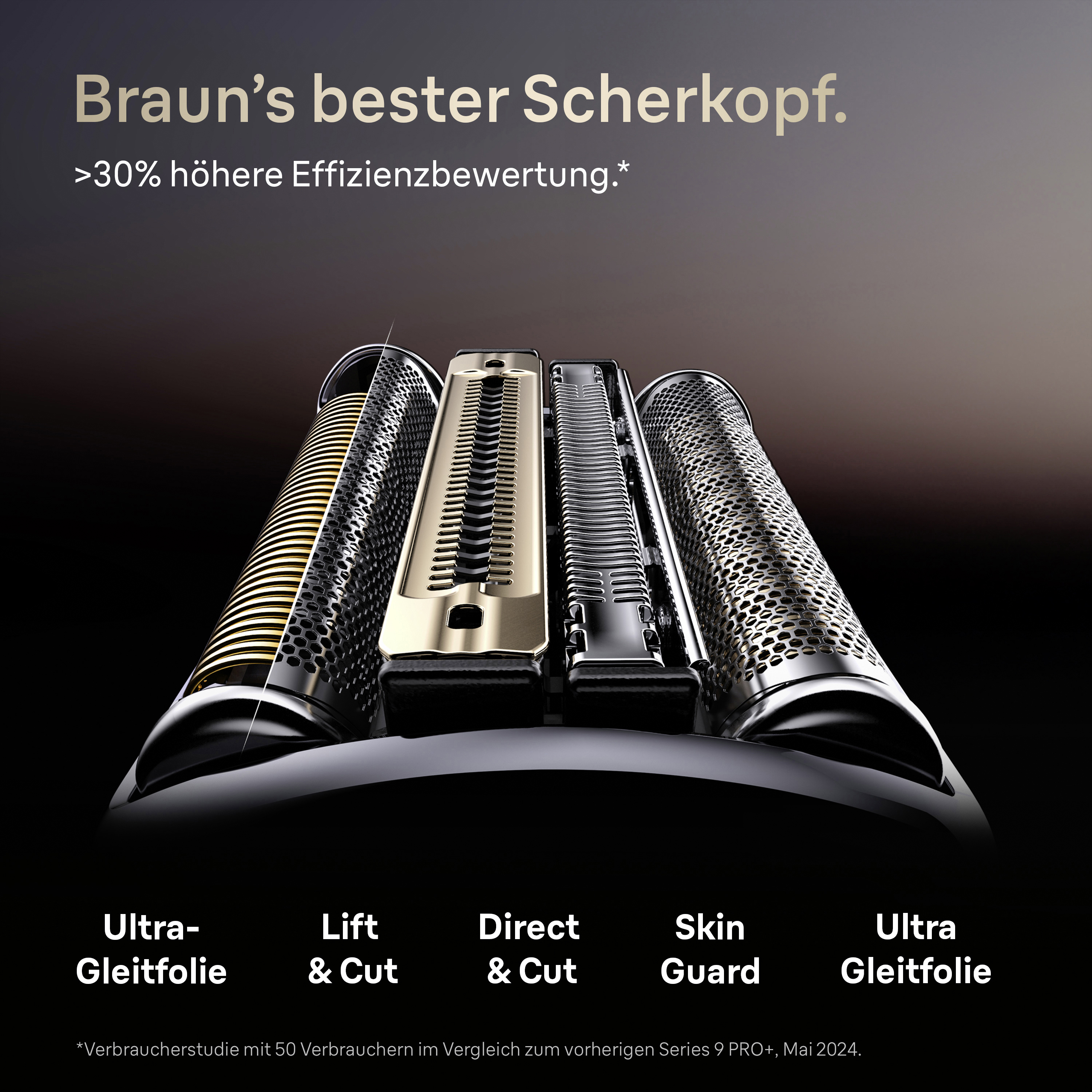 Braun Scherfolien mit Ultra-Gleitfolie, Lift & Cut, Direct & Cut, Skin Guard.