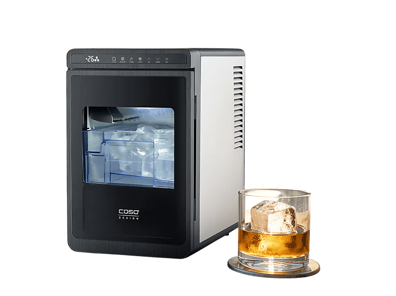 Caso 3406 Ice Cube Pro Eiswürfelbereiter mit Glastür (250 Watt, 2 l, Schwarz)
