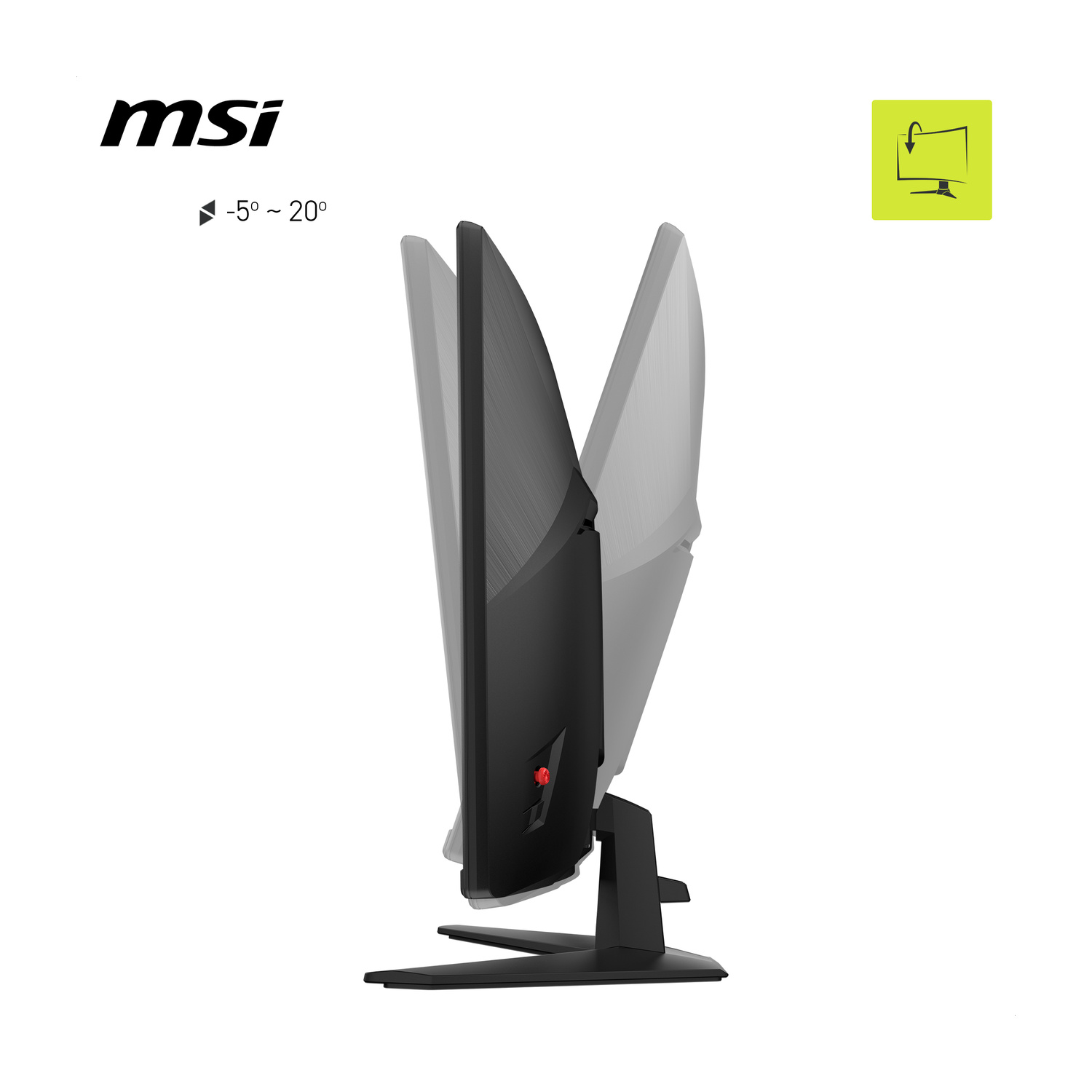 Monitor MSI di profilo, inclinazione da -5° a 20°