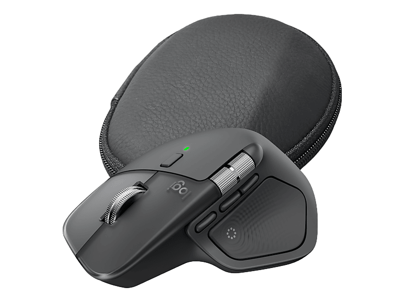 LOGITECH MX Master 4 + Etui Premium Bundle Maus, Logi Bolt USB-C-Empfänger, Bluetooth® Low Energy, 8000 dpi, Optisch mit Laserdioden, Grafit
