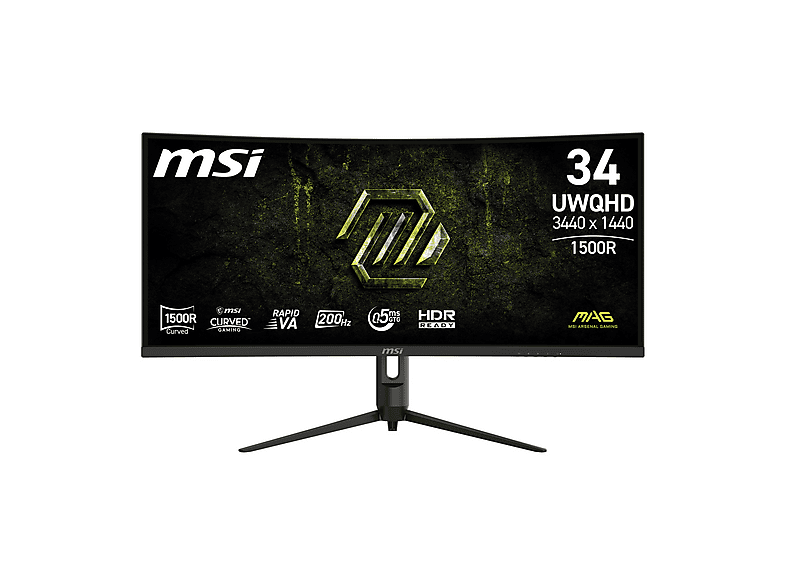 MSI MAG 342CQRF E20 Monitor Gaming, 34 ", UWQHD, 3440 x 1440 Pixel, tempo di risposta 1 ms, refresh rate 200 Hz