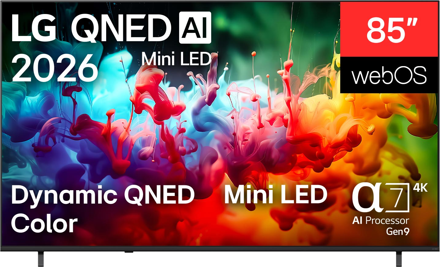 TV LG QNED 85 pouces avec Mini LED, Processeur IA Gen9 et webOS.