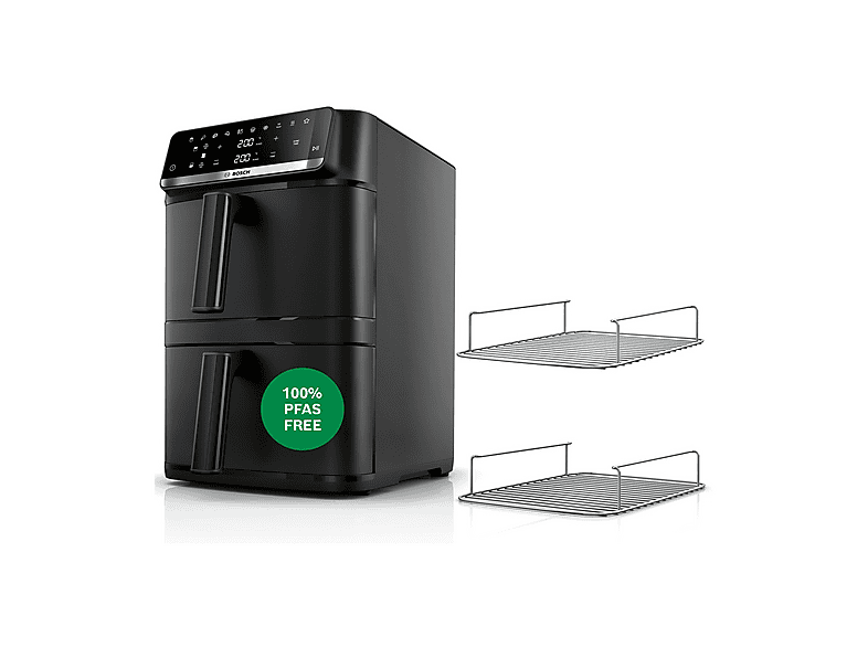 BOSCH MAFD661B4 FRIGGITRICE AD ARIA, capacità 6 l, Max potenza 2800 W, 10 programmi, da 40 °C a 230 °C, Nero