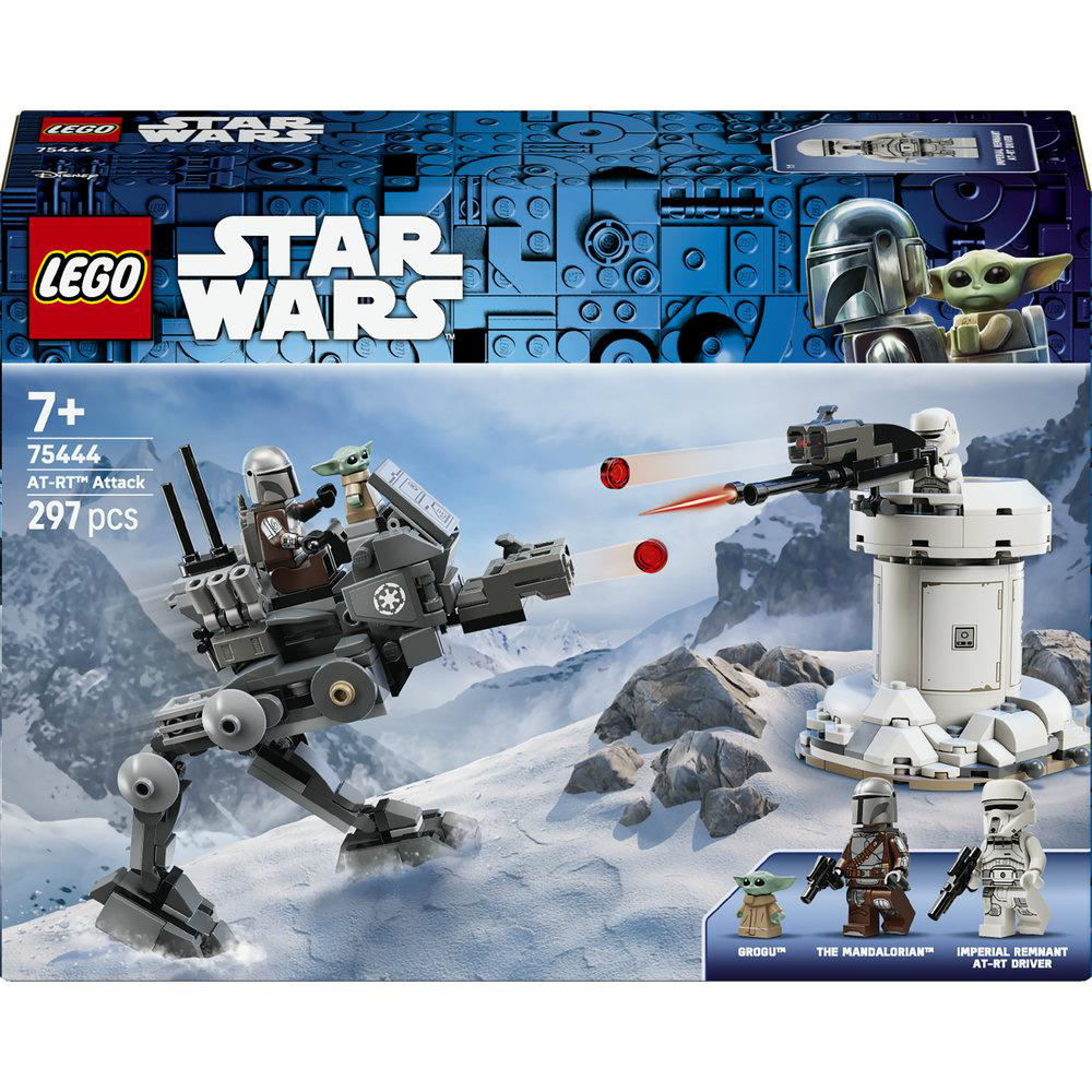 Lego Star Wars AT-RT Angriffsset mit Figuren in einer Schneelandschaft.