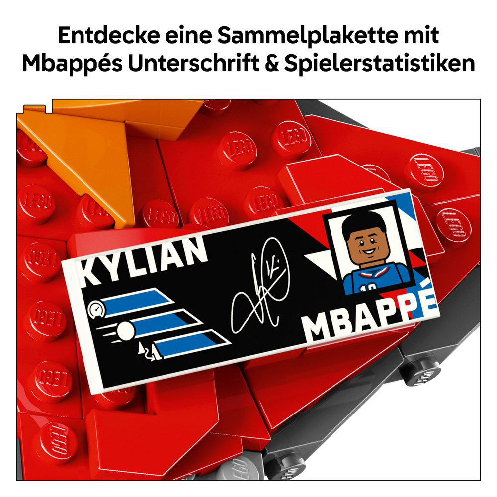 Sammelplakette mit Kylian Mbappés Namen, Unterschrift und Spielerbild.