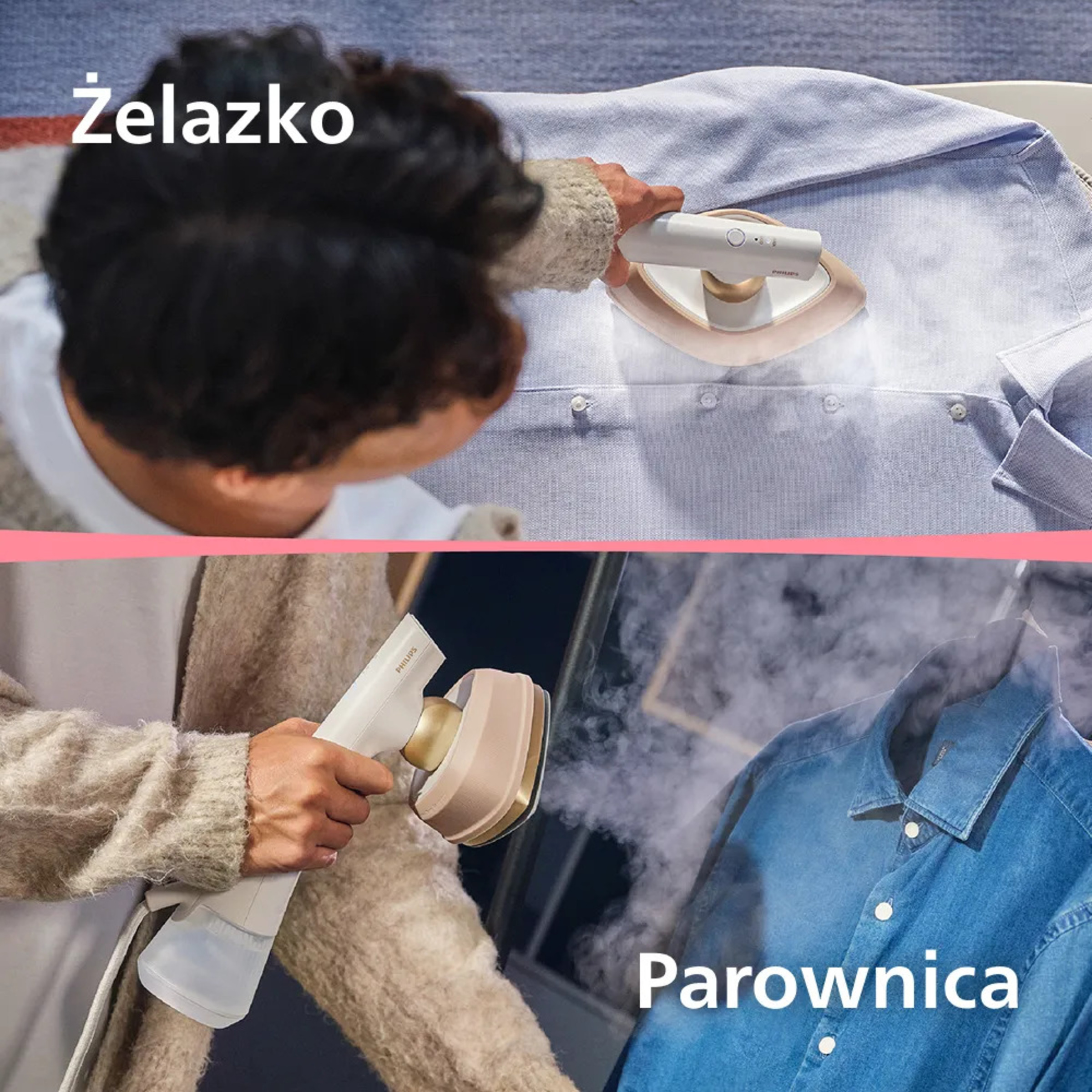 Żelazko i parownica w jednym PHILIPS OneTurn GC213/10 Jedwabista biel