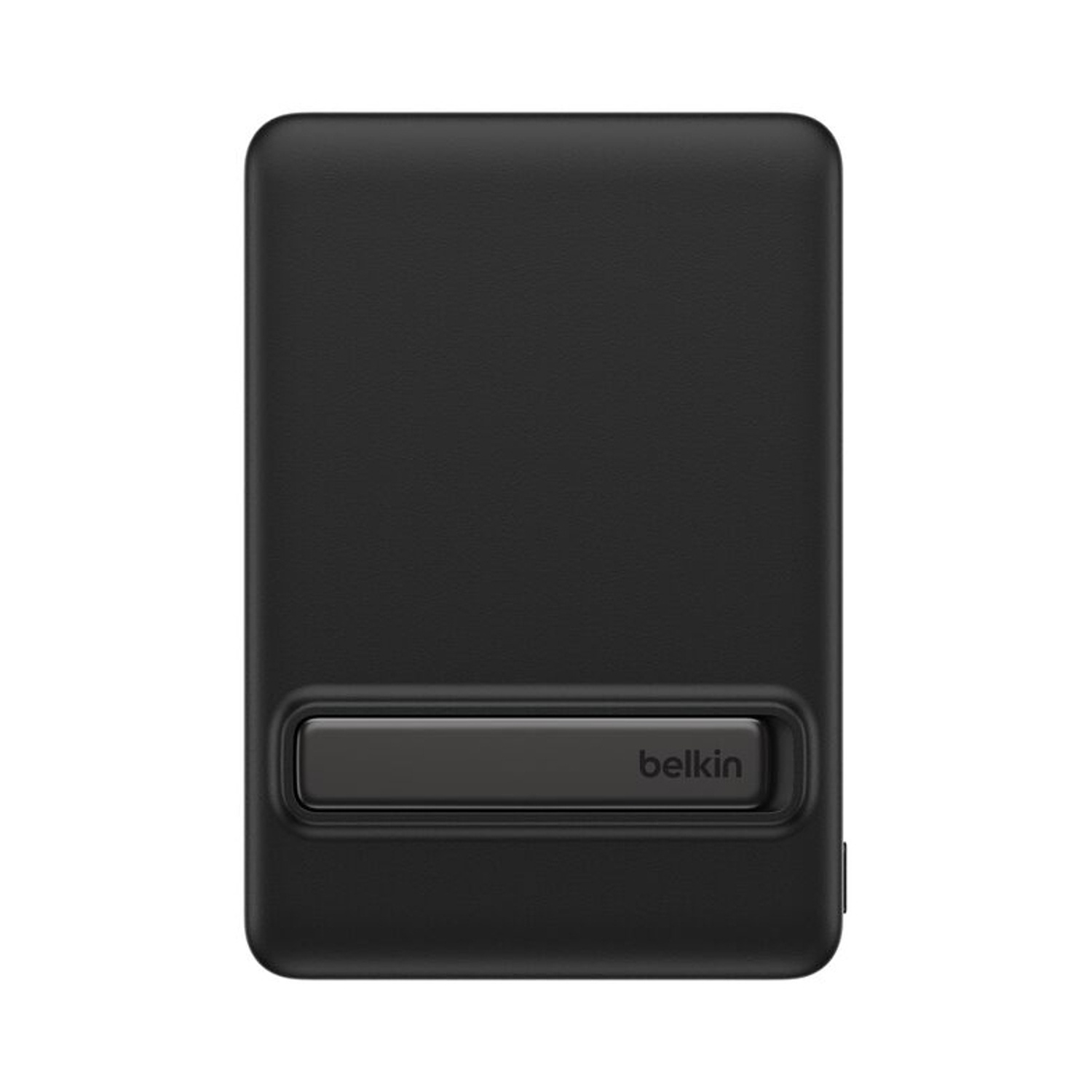 Gadget rettangolare nero con logo Belkin sul davanti.
