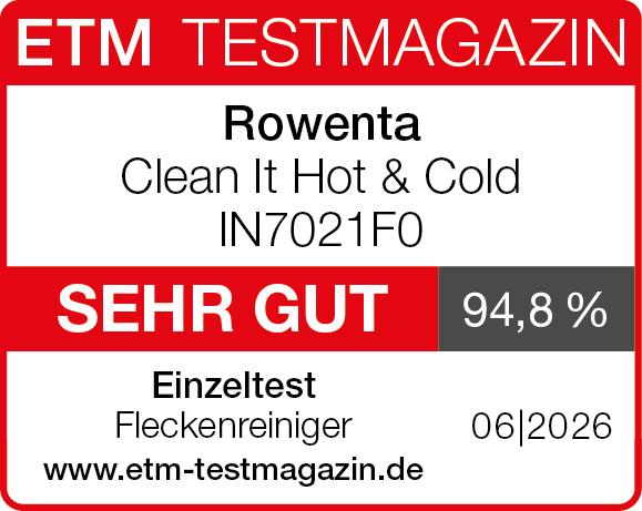 Rowenta Clean It Hot & Cold IN7021F0 mit SEHR GUT und 94,8%.