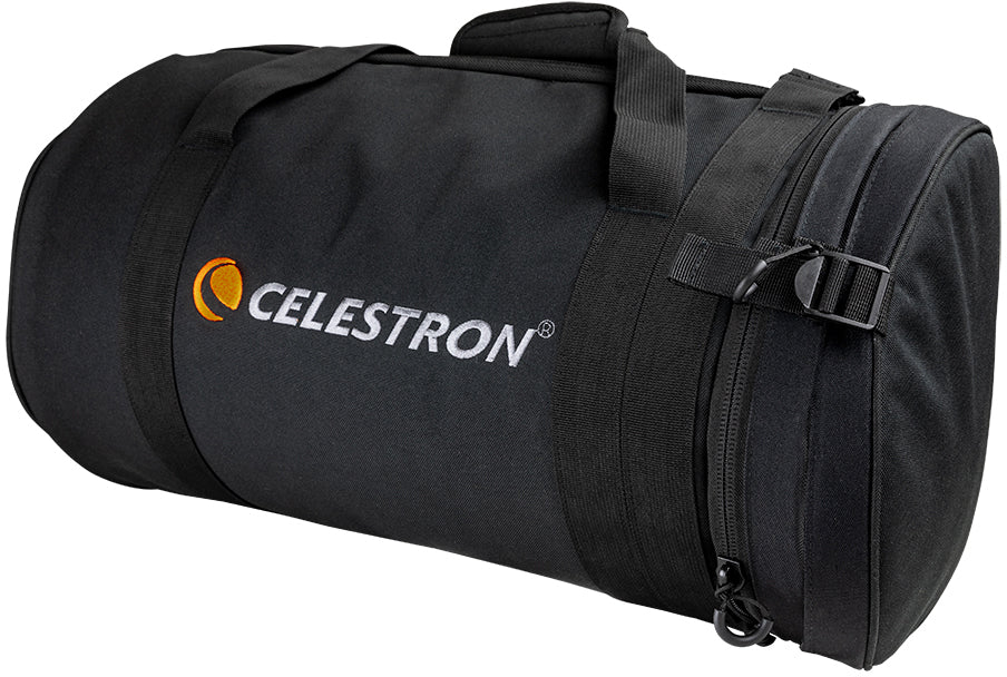 Schwarze Celestron Tragetasche mit Tragegriffen und Reißverschluss.