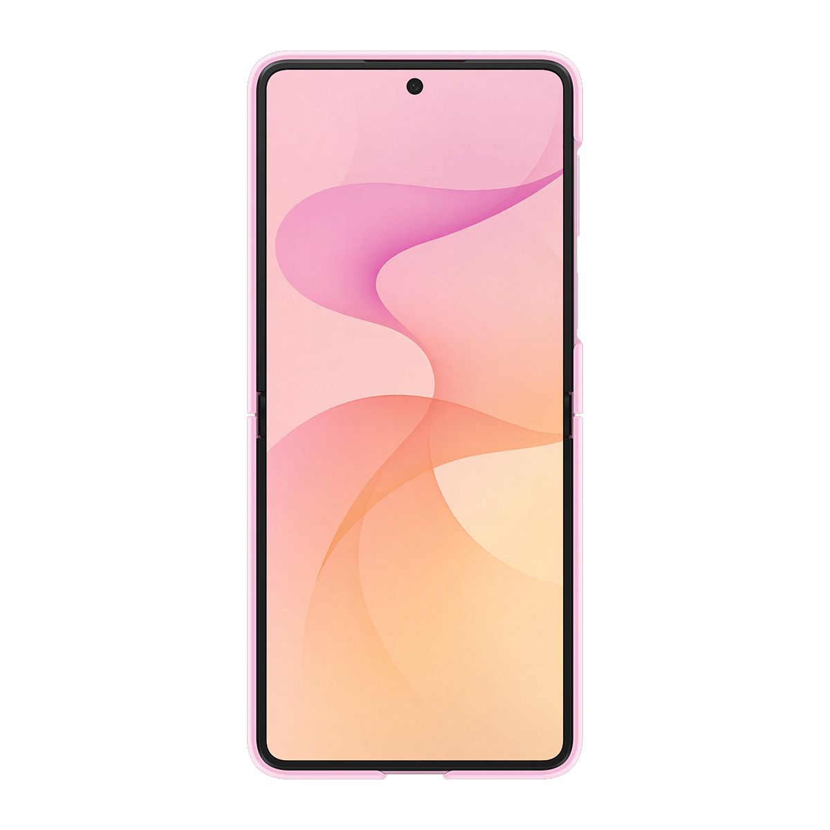 Soyut, renkli bir arka plana sahip pembe kapaklı telefon.