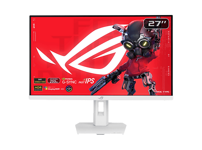 Monitor gaming - ASUS ROG Strix XG27ACMES-W, 27 " WQHD, 255 Hz, 1 ms, IPS, Altura ajustable, Blanco