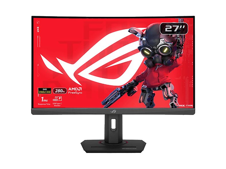 Monitor gaming - ASUS ROG Strix XG27WCMS, 27 " WQHD, Curvo, 280 Hz, 1 ms, VA, Altura ajustable, Negro