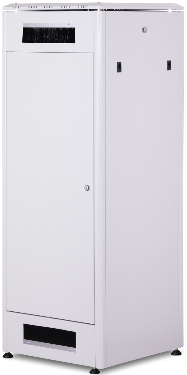 Ein weißer Schrank mit Bürstendichtung oben und einem Lüftungsschlitz unten.