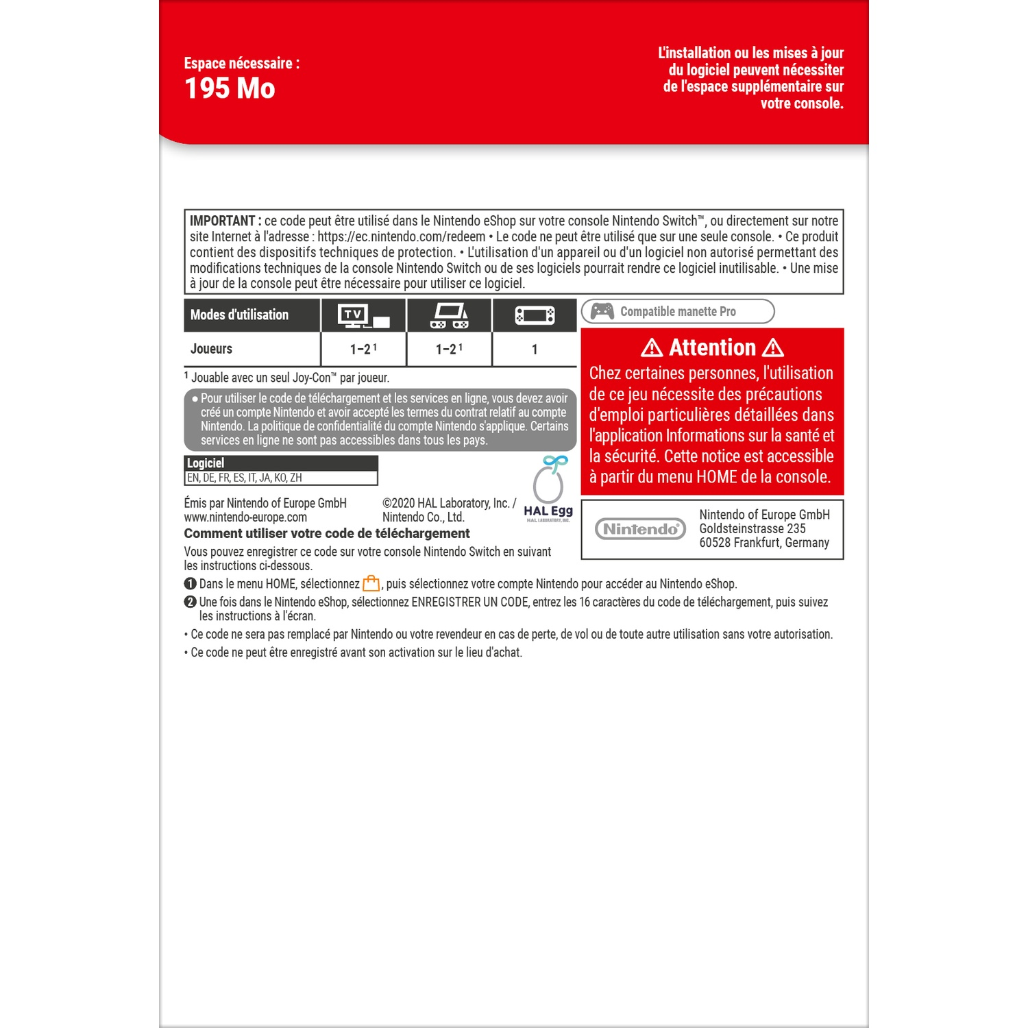 Nintendo Switch instructions: space, modes, players, software, how-to, and disclaimers.