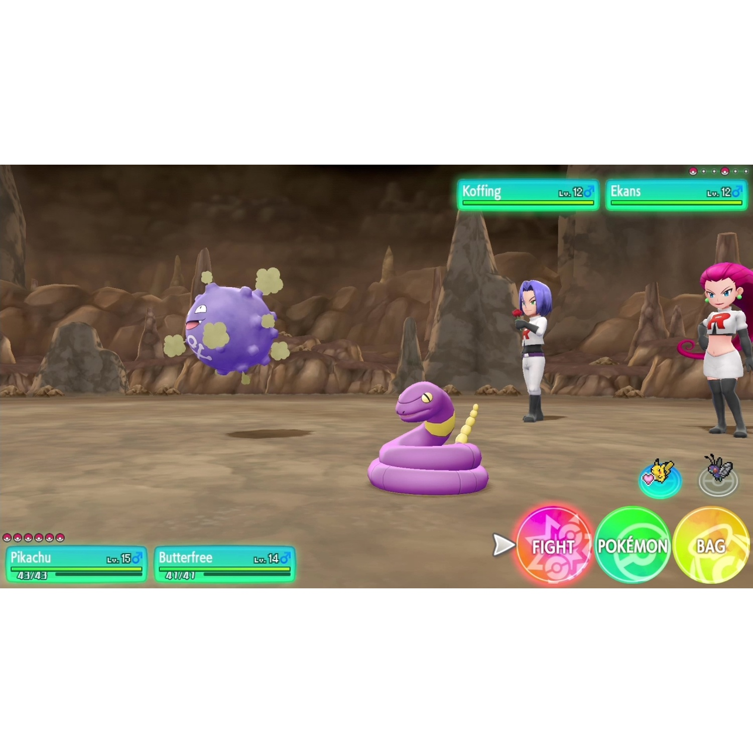 A purple, gas-emitting Pokémon faces a snake-like Pokémon in a battle.