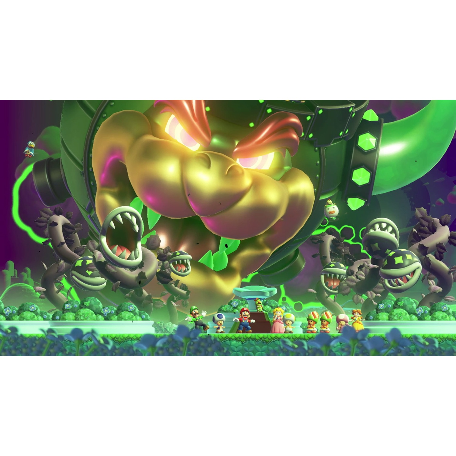 Bowser and Piranha Plants attack Mario and his friends.