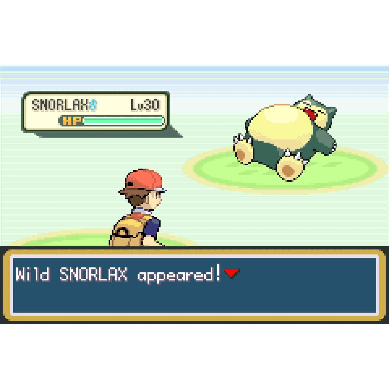 A player encounters a wild Snorlax in a game.