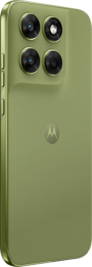 Zöld okostelefon négy kamerával és Motorola logóval a hátoldalon.