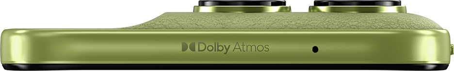 Zöld okostelefon Dolby Atmos logóval és kamerákkal.