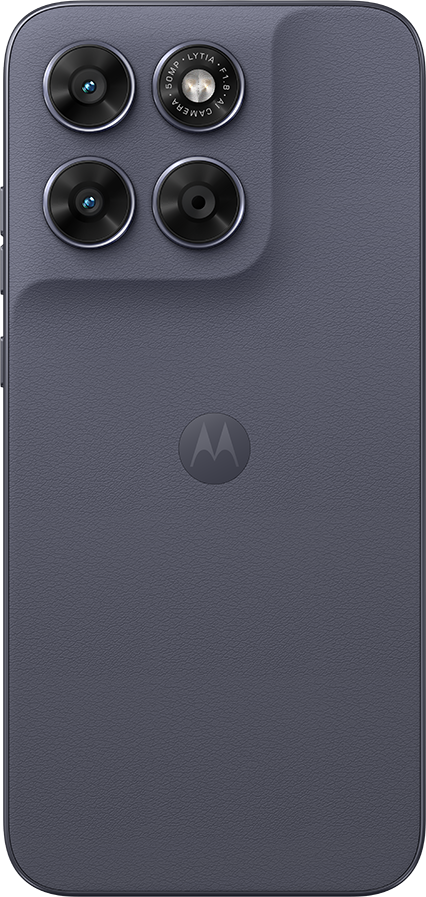 Szürke okostelefon hátlapja négy kamerával és Motorola logóval.