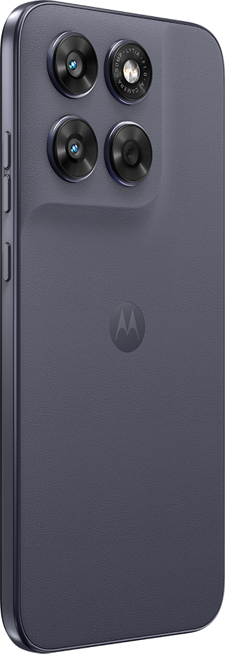 Szürke okostelefon hátulja négy kamerával és Motorola logóval.