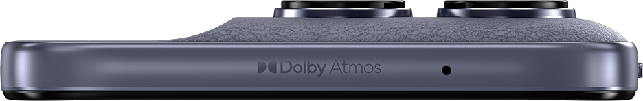 Szürke telefon Dolby Atmos logóval és kamerákkal.