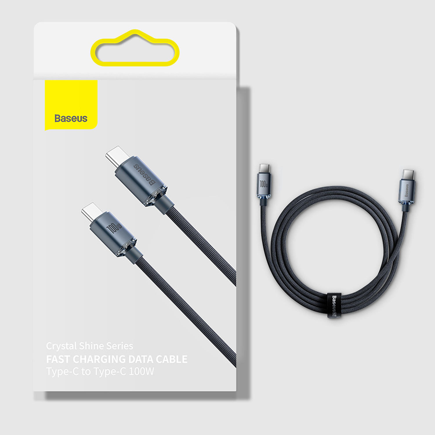 Cable Baseus USB-C, 100W, con dos conectores.