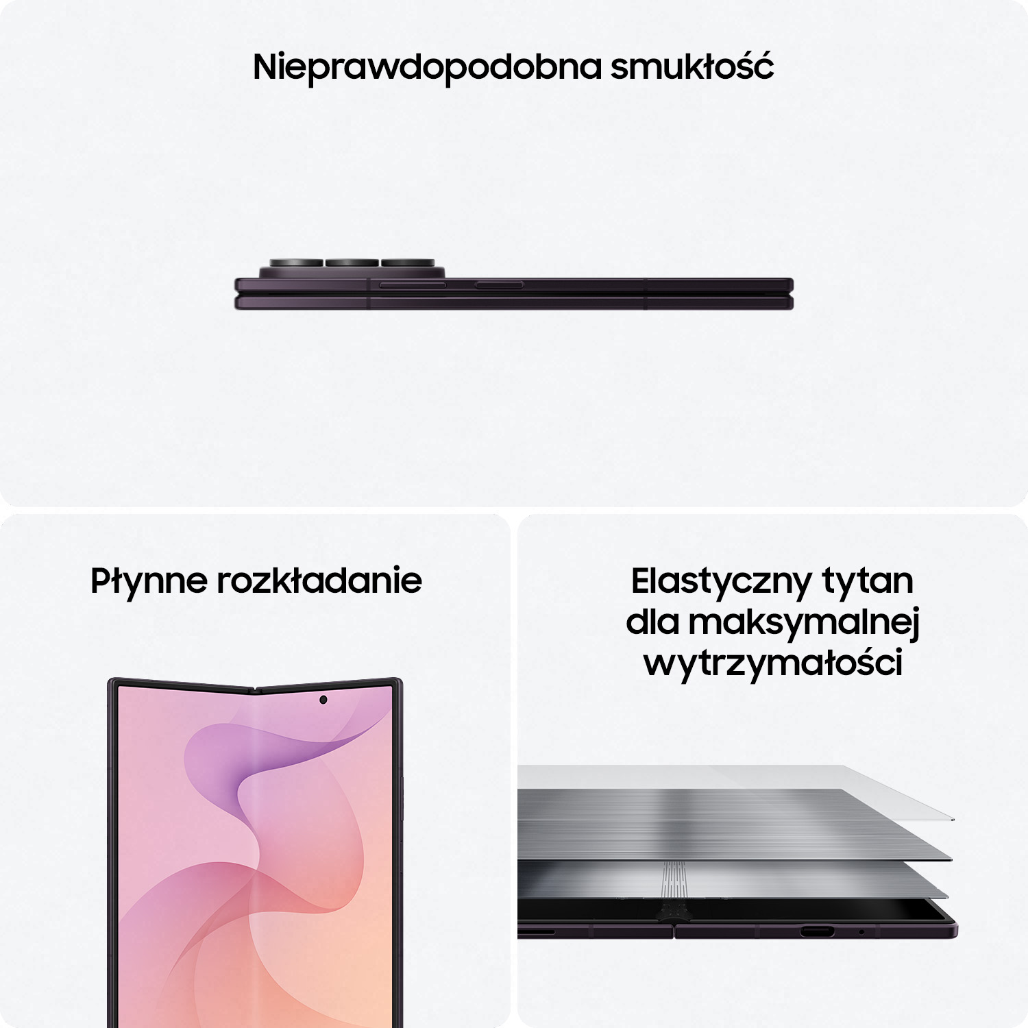 Zamknięty składany telefon z aparatami. Otwarty ekran z wzorem. Warstwy materiału.