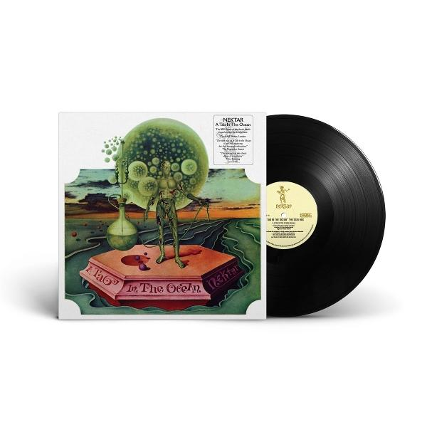 Eine Vinyl-Schallplatte und ihr Cover, das eine surreale Szene mit einer Figur zeigt.