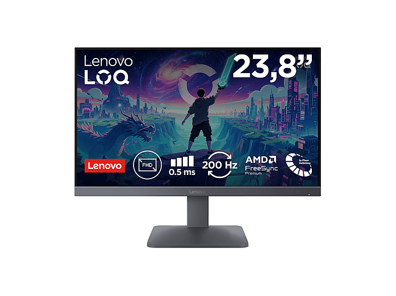 LENOVO LOQ 24-10 Monitor Gaming, 23,8 ", Full-HD, 1920 x 1080 Pixel, tempo di risposta 0,5 ms, refresh rate 200 Hz