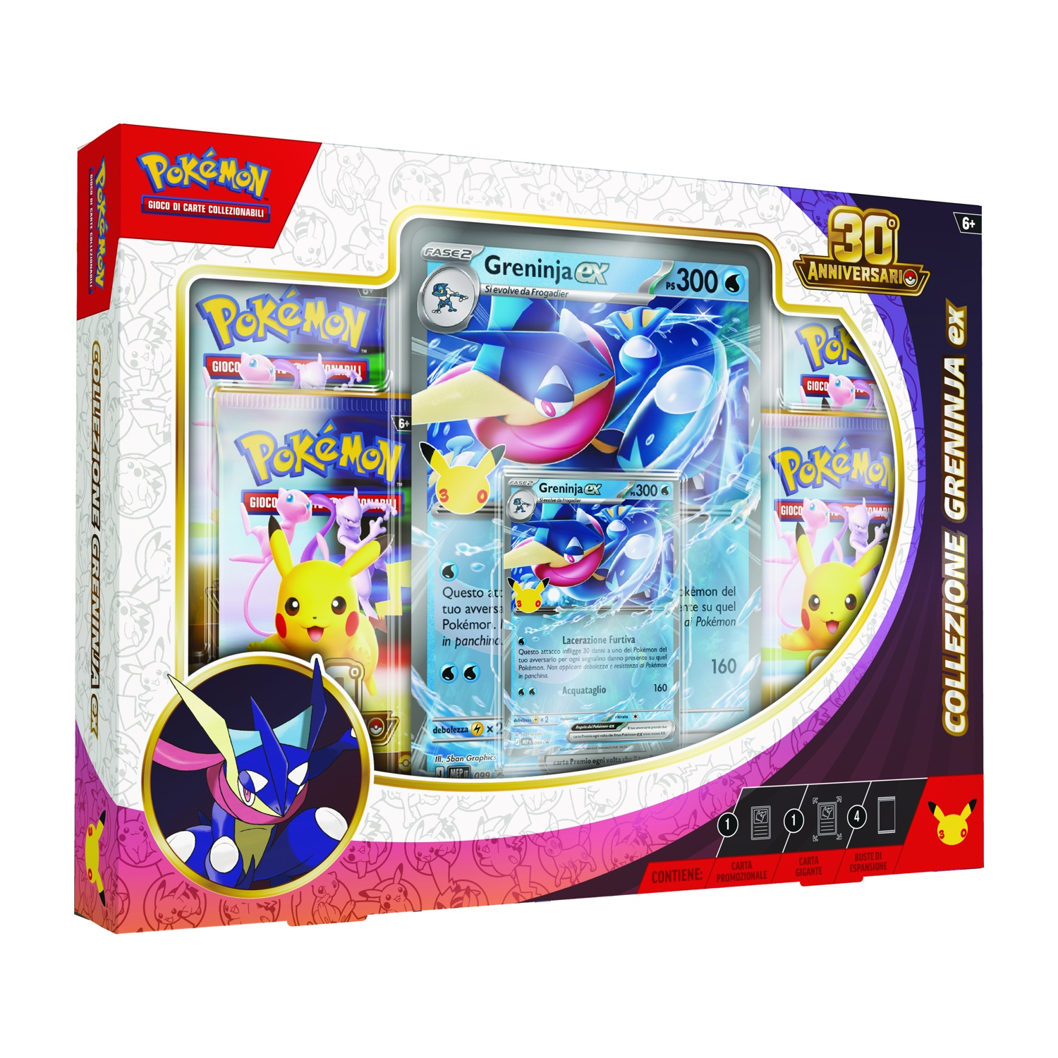 Collezione Gioco di Carte Collezionabili Pokémon con Greninja EX, tema 30° anniversario.