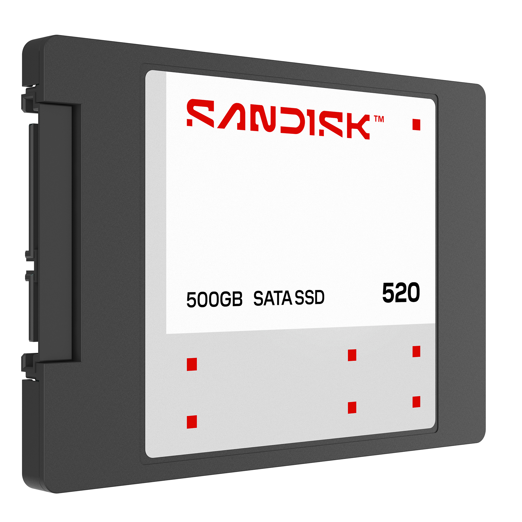 Schwarze SSD mit Sandisk-Logo, 500GB SATA SSD 520.