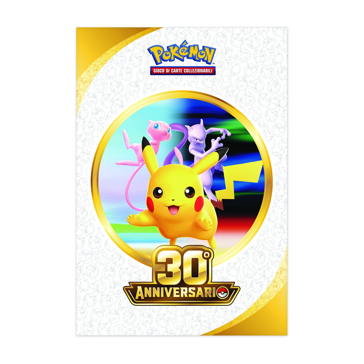 Pikachu, Mew e Mewtwo celebrano 30 anni del Gioco di Carte Collezionabili Pokémon.