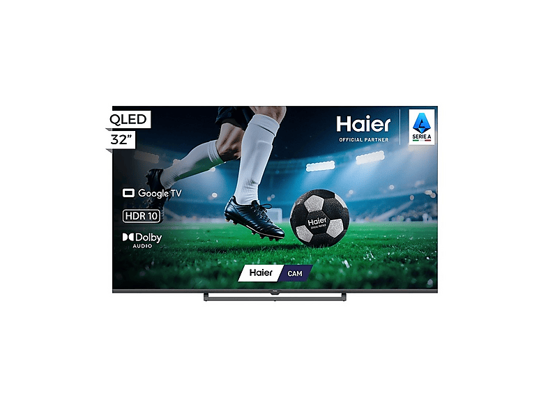 HAIER H32S80GFX TV QLED, SMART TV, 32", Black,  Abbonamento DAZN Full 3 mesi incluso