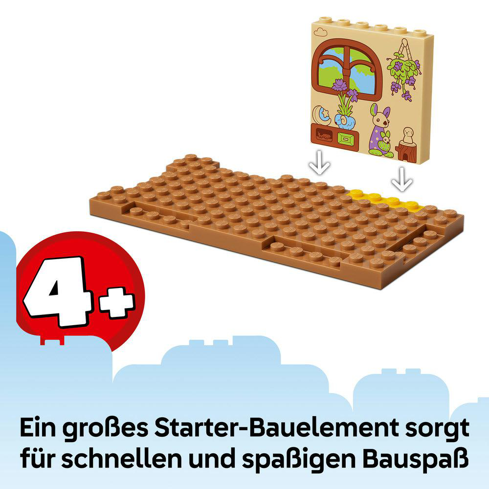 Braune LEGO-Platten mit gelben Akzenten und ein Teil mit Fenster.