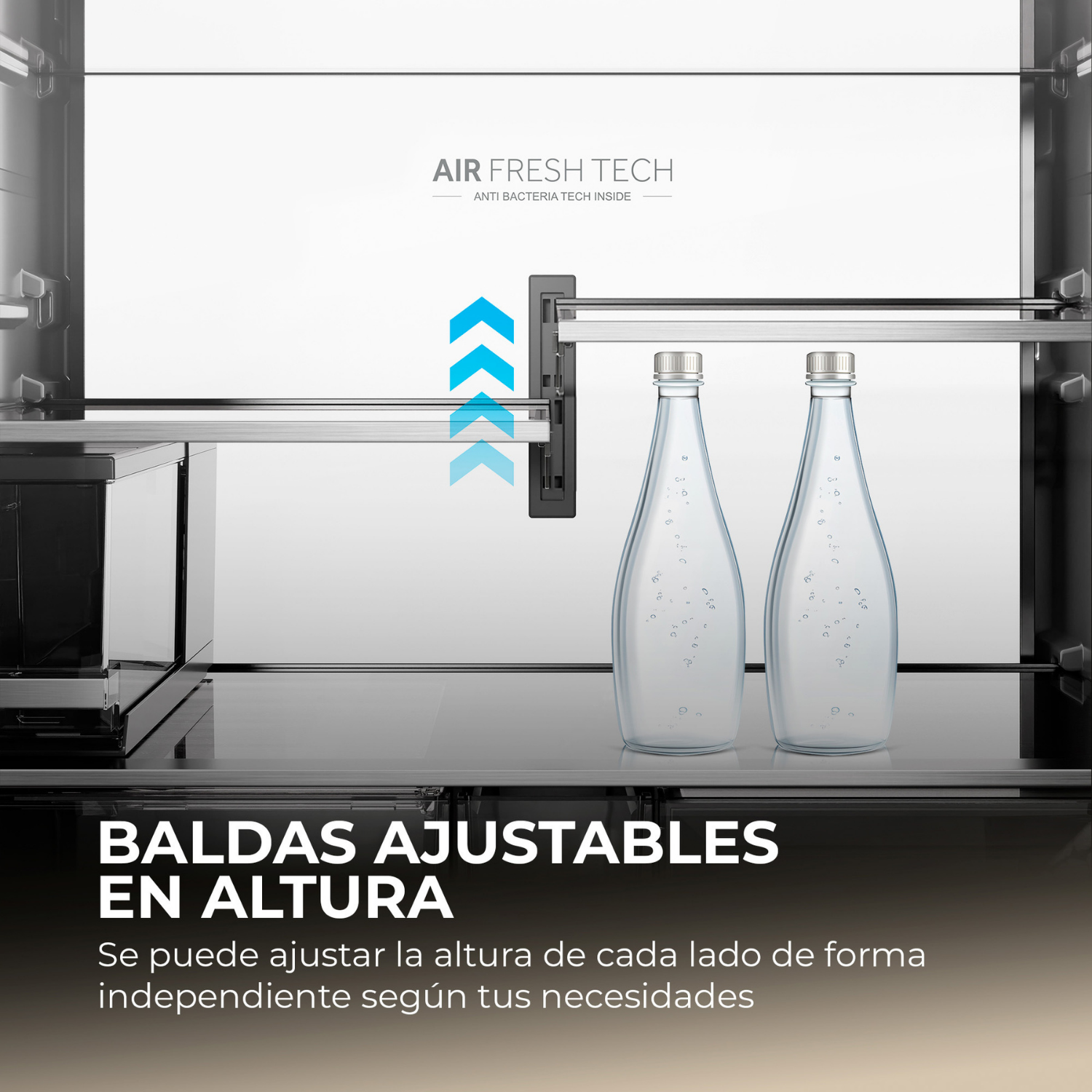 Baldas ajustables en altura. Se puede ajustar la altura de cada lado de forma independiente según tus necesidades.
