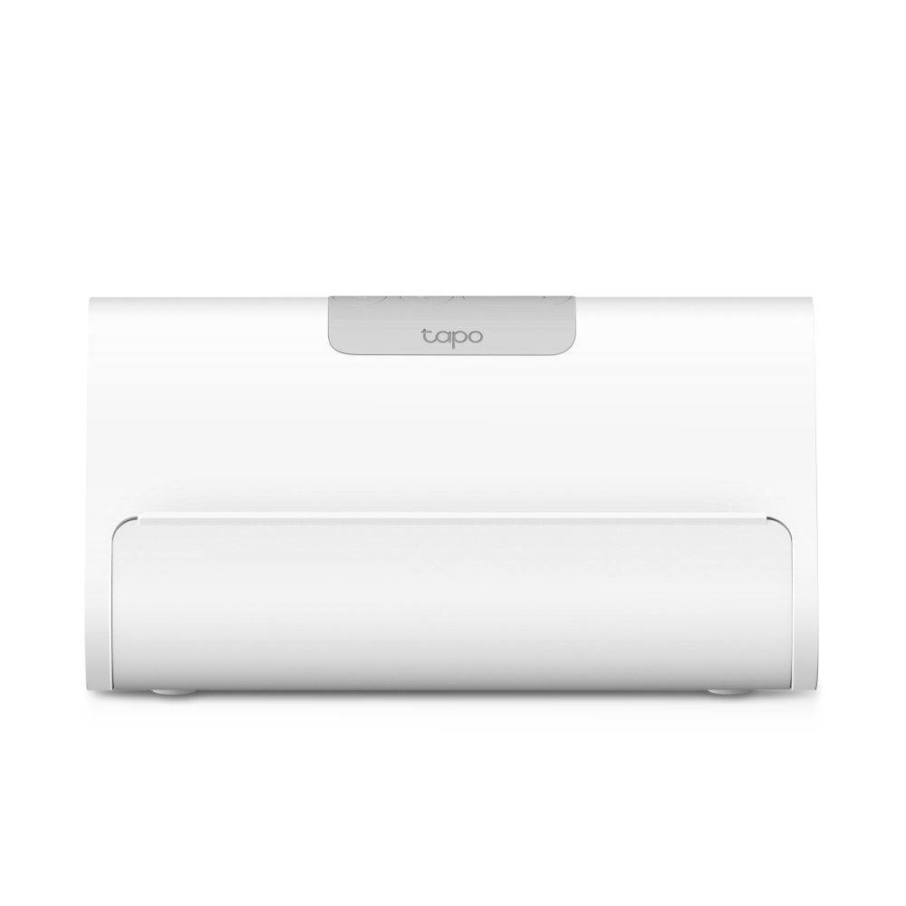 Un router Tapo blanco con una banda gris en la parte superior.