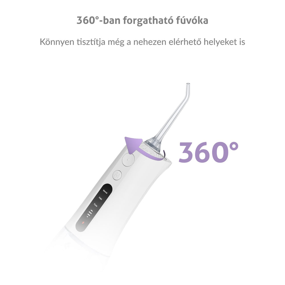 Fehér szájzuhany fúvóka 360 fokban forgatható funkcióval.