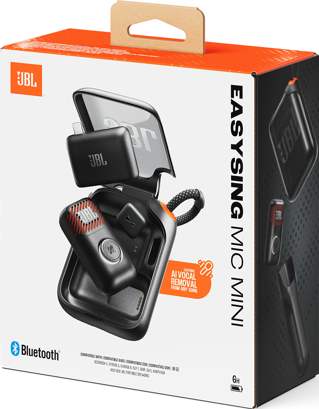 JBL Easysing Mic Mini avec étui de chargement, Bluetooth, suppression vocale IA.