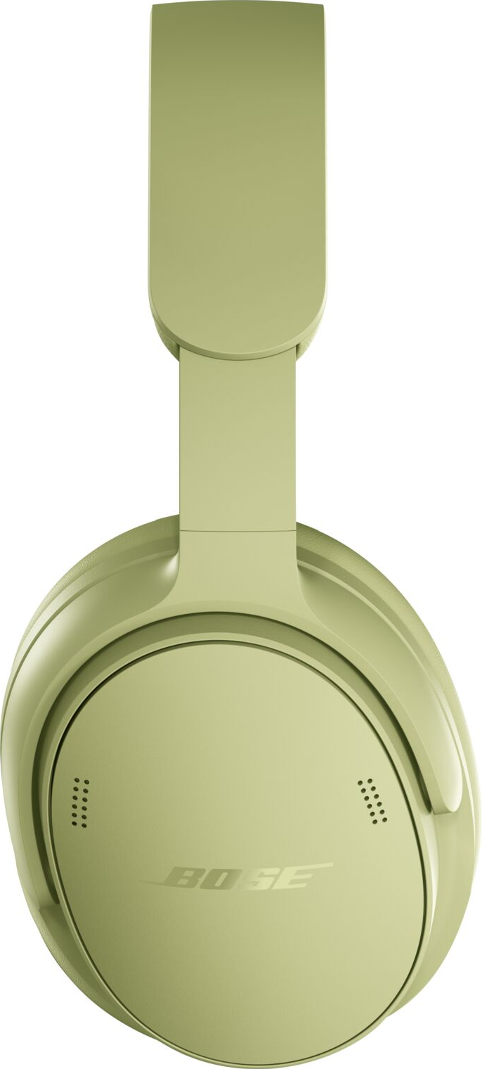 Ein hellgrüner Bose-Kopfhörer mit Logo auf der Ohrmuschel.