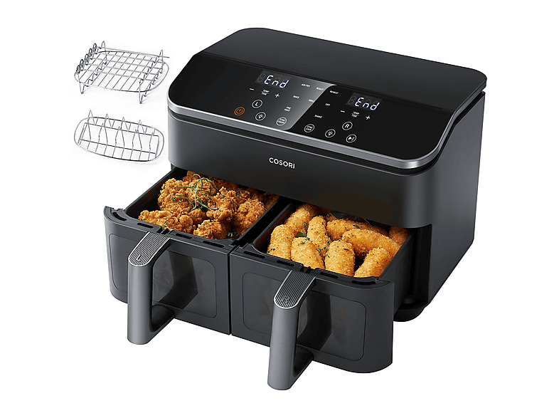 Cosori CAF-R901-AEUR Doppel-Heißluftfritteuse 4,25 l + 4,25 l, 1750 Watt, Schwarz — Foto 3 von 5