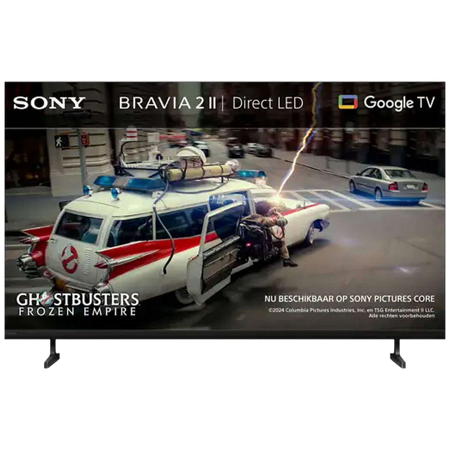 Ghostbusters auto met blikseminslag op straat, Sony Bravia TV-reclame.