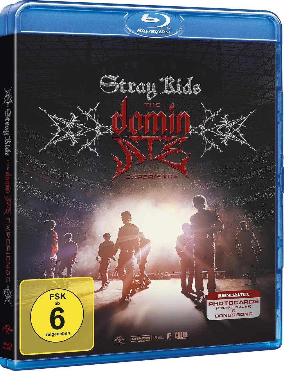 Blu-ray-Hülle von Stray Kids: The Domein Experience mit Band, FSK 6 Siegel, Inhaltsangabe.