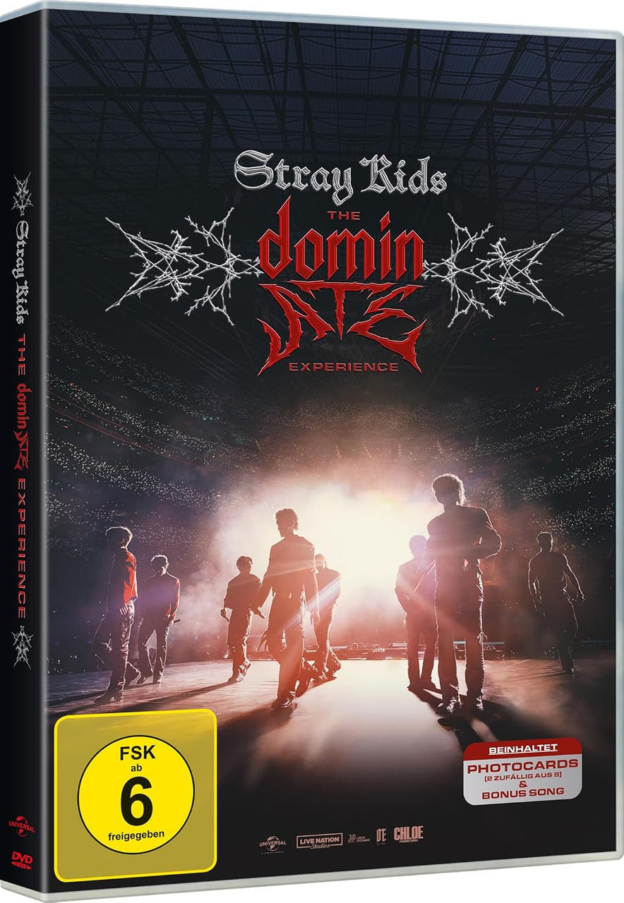 DVD-Hülle mit Stray Kids-Logo und Band auf einer Bühne.