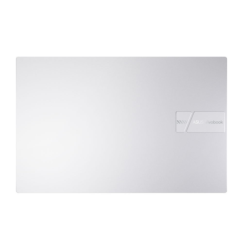 ASUS Vivobook logosu sağ altta bulunan beyaz laptop kapağı.
